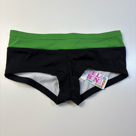 Billabong Other - NWT Billabong Black & Green Bikini Bottoms Size M Low Rise Surf Swim shorts 💚